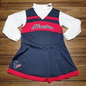 NFL Toddler Cheerleader Dress w/ Turtle Neck LS Tee "Houston Texans" - Size 4T